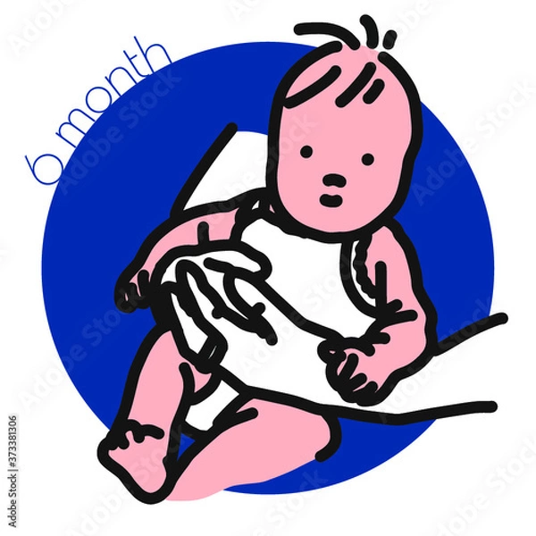 Fototapeta 6month-抱っこされている赤ちゃんのイラスト