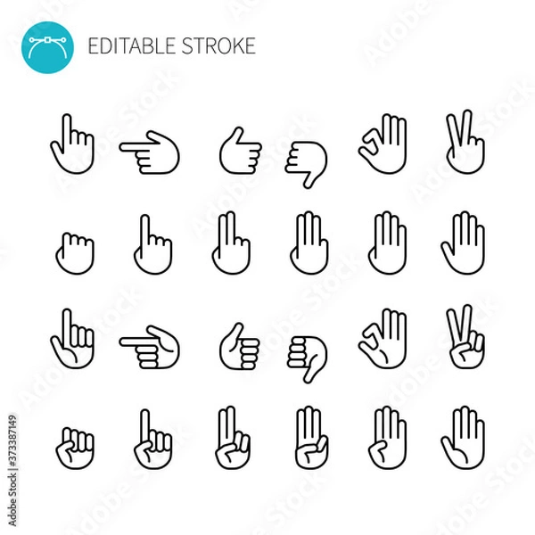 Obraz ハンドサインのラインアイコンセット
