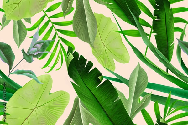 Obraz Seamless tropical leaves pattern