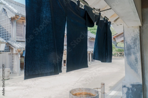 Fototapeta 藍染の暖簾