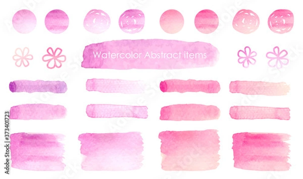 Obraz 春色-秋色-水彩素材セット-ピンク系