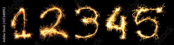 Fototapeta Real Sparkler Digits. See other digits in my portfolio. 1 2 3 4