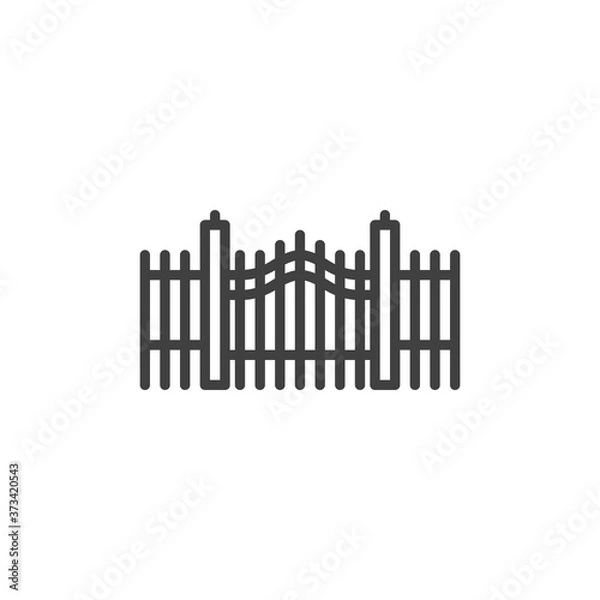 Fototapeta Cemetery gate line icon. linear style sign for mobile concept and web design. Entrance gate outline vector icon. Symbol, logo illustration. Vector graphics