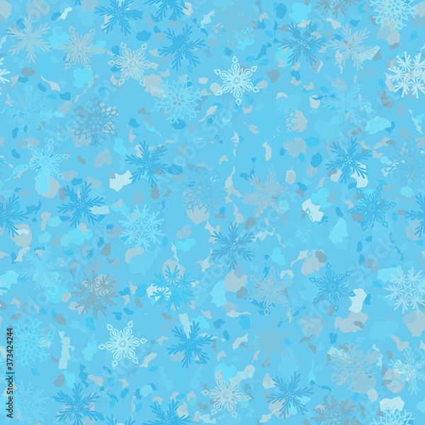 Obraz Seamless pattern. Snowflakes. Blue chaos. Transparent background. Editable.