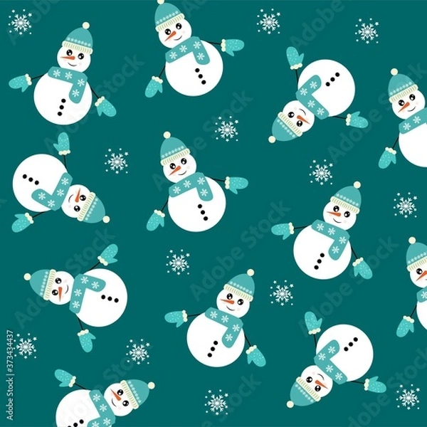 Fototapeta christmas snowman pattern vector illustration