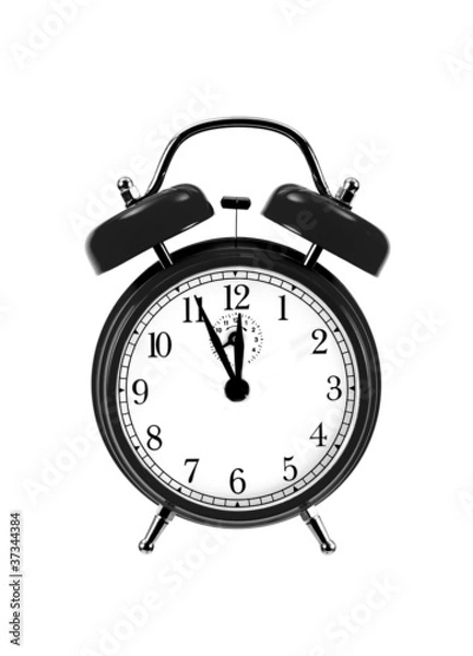 Fototapeta close up of a red bell clock (alarm clock) isolated on white bac