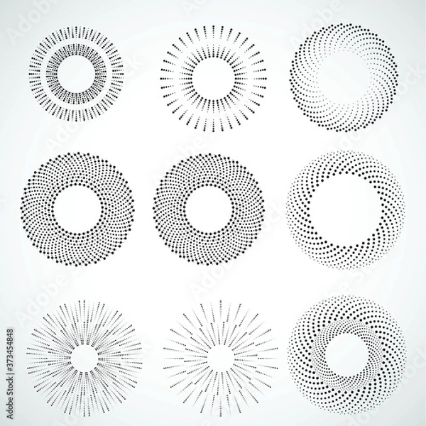 Obraz Halftone dots in circle form. round logo . vector dotted frame . design element