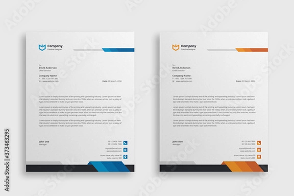 Fototapeta Abstract Corporate Business Style Letterhead Design Vector Template For Your Project. Simple And Clean Print Ready Design, Elegant Flat Design Vector Illustration.