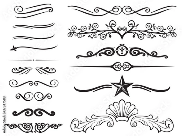 Fototapeta Vector set of decorative elements (decorative lines)