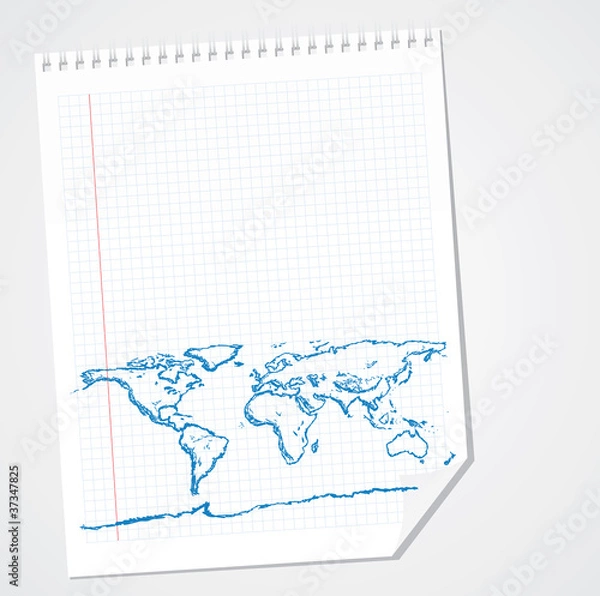 Fototapeta World Map Doodle Vector