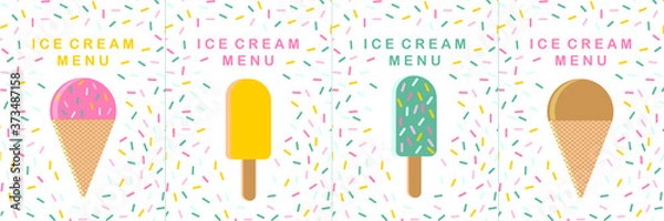 Fototapeta Ice cream sprinkles menu design vector set