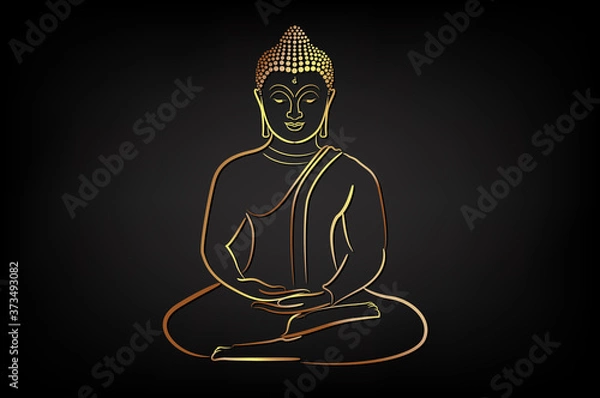 Obraz Golden buddha with golden border element.