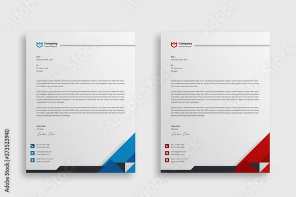 Fototapeta Abstract Corporate Business Style Letterhead Design Vector Template For Your Project. Simple And Clean Print Ready Design, Elegant Flat Design Vector Illustration.