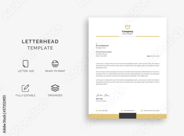 Fototapeta Abstract Corporate Business Style Letterhead Design Vector Template For Your Project. Simple And Clean Print Ready Design, Elegant Flat Design Vector Illustration.