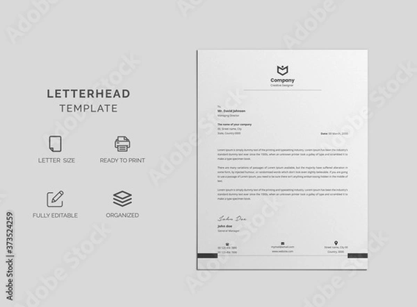 Fototapeta Abstract Corporate Business Style Letterhead Design Vector Template For Your Project. Simple And Clean Print Ready Design, Elegant Flat Design Vector Illustration.