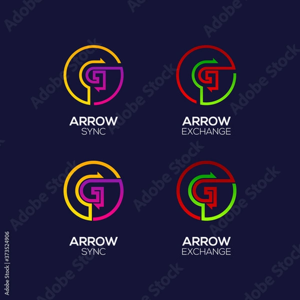 Fototapeta Letter G logotype with Arrows two directions connect Circle shapes, Financial Investment and Exchange logo, Reload Sync Symbol for your Business Company and Corporate identity