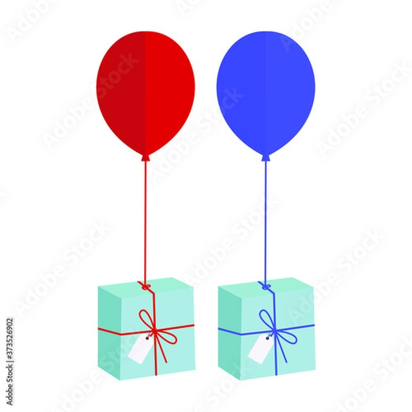 Fototapeta Gift boxes with balloons  vector 