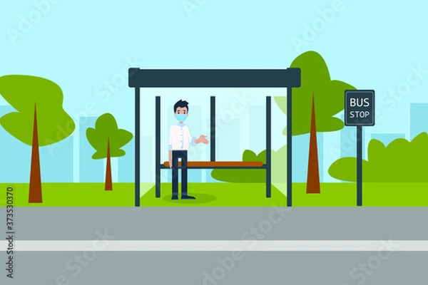Fototapeta Bus stop vector icon 
