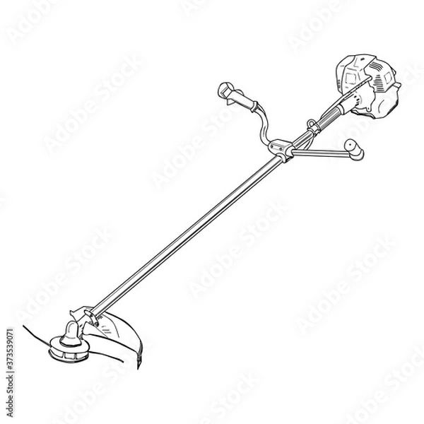Obraz Brushcutter, cartoon concept, on a white background.