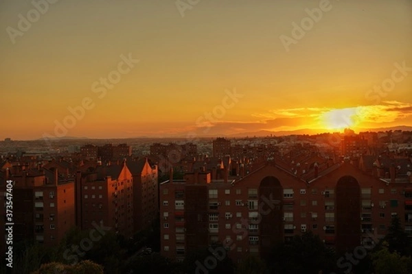 Obraz sunset over the city in the park