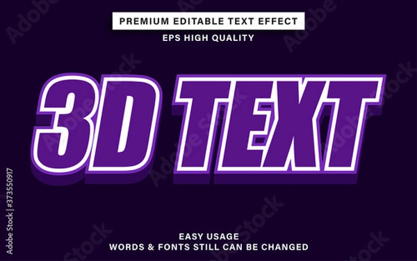 Fototapeta Editable text effect 3d 