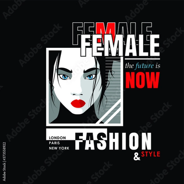 Fototapeta Fashion quote with woman in style pop art. Vector illustration