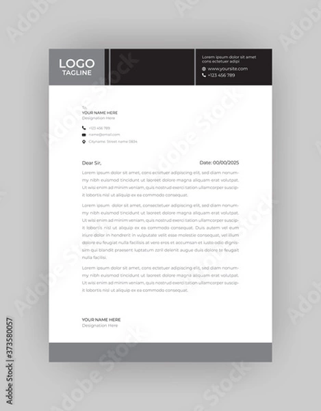 Fototapeta Simple Modern Creative & Clean business style Letterhead vector template design