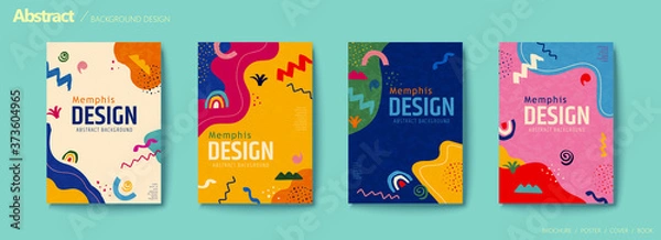 Obraz Zestaw ulotki streszczenie żywy kolor