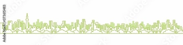 Fototapeta City View Line A3 Pejzaż miejski z rysunkiem liniowym, który wygląda jak układ z dwoma rozkładami