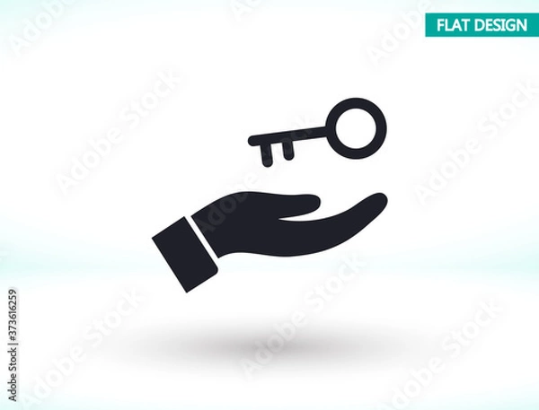 Fototapeta key in hand icon , lorem ipsum Flat design