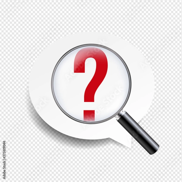 Fototapeta Magnifying Glass And Speech Bubble Transparent background With Gradient Mesh, Vector Illustration