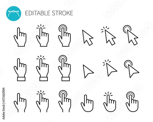Fototapeta ポインターのラインアイコンセット