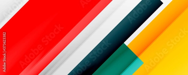 Fototapeta Geometric abstract backgrounds with shadow lines, modern forms, rectangles, squares and fluid gradients. Bright colorful stripes cool backdrops