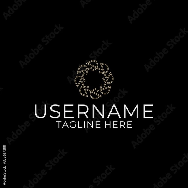Obraz Design an abstract mandala logo with a beige minimalist style on a black background.