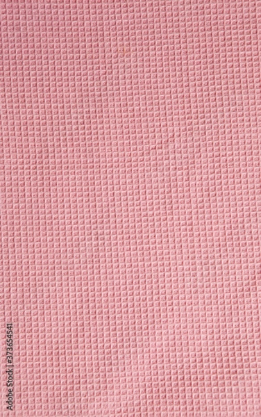 Obraz Pink tablecloth fabric texture background. Top view