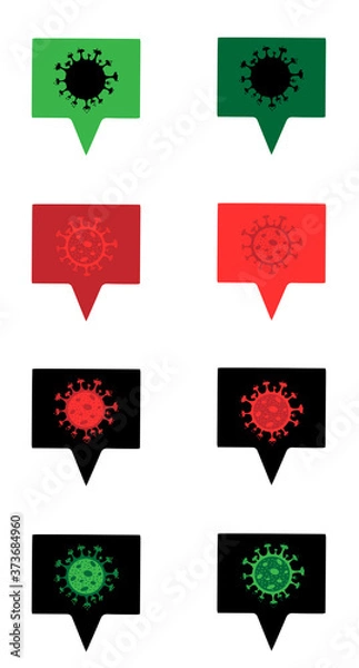 Fototapeta Coronavirus infection. Speech square with the icons of the virus. Vector illustration with multi-colored icons.