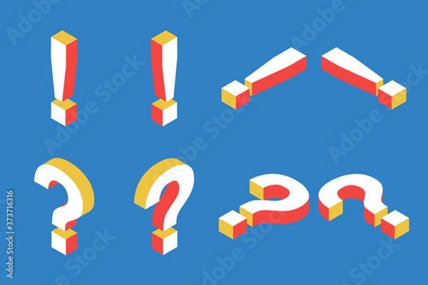 Fototapeta Question mark ,Exclamation mark 3d isometric abstract.