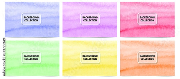 Fototapeta Collection of mottled background with painted colorful watercolor effect design