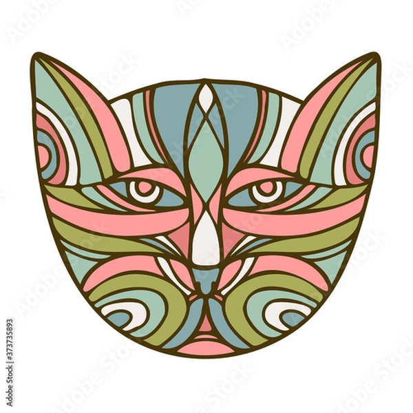 Fototapeta Isolated colorful decorative vector illustration design of lined abstract cat