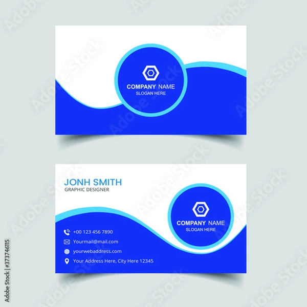 Fototapeta Modern business card with company logo. Vector presentation card template. Visiting card for business and personal use