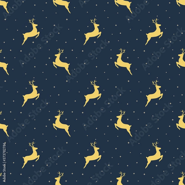 Fototapeta Christmas seamless pattern with reindeer. Vector illustration.