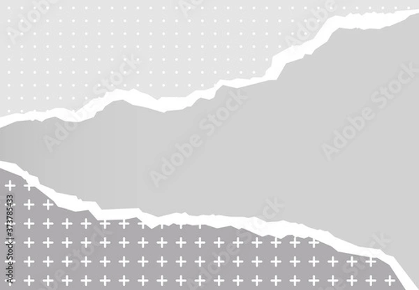 Fototapeta Gray paper with torn edges, vector background
