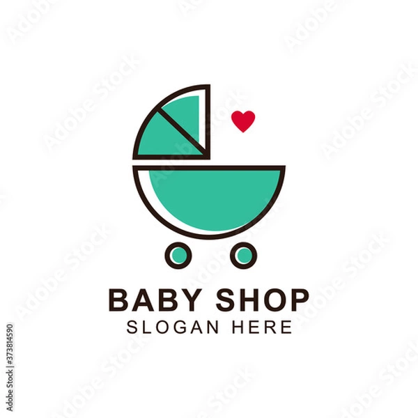 Fototapeta Baby shop logo. Cute design isolated on white background.