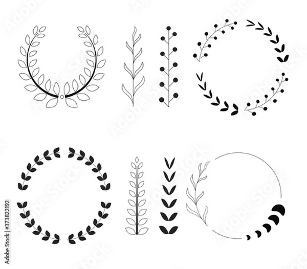 Fototapeta set of vector wreath elements