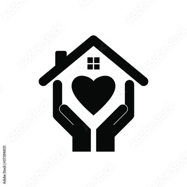 Fototapeta Hands holding house with heart icon vector