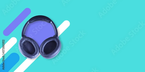 Fototapeta Wireless headphone with abstract background - Bluetooth headset 