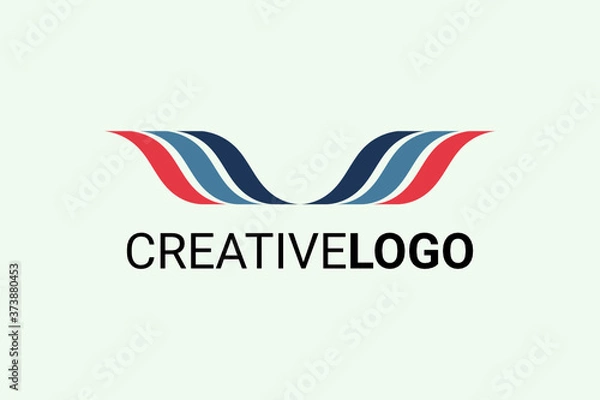 Fototapeta Wave Vector Logo forming horns or wings with initials "MM" or "MS" or "V" or "U". Usable for general business logos.