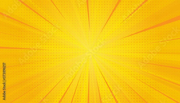 Fototapeta Yellow comics pop art background. Gradient halftone pop art retro style