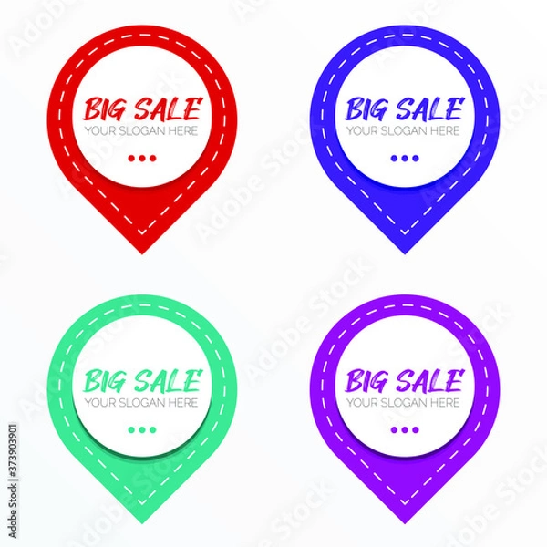 Fototapeta Location icon map pointer or sale label with different color