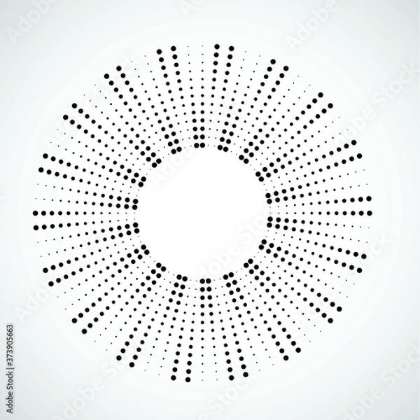 Fototapeta Halftone dots in circle form. Circular Music equalizer . Audio waves . Sound frequency . round logo . vector dotted frame . design element
